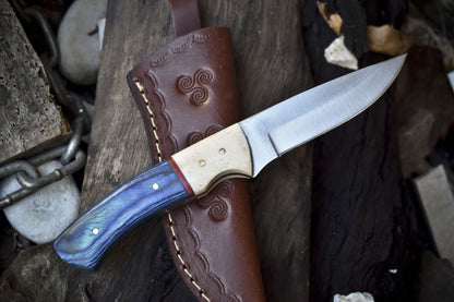 Handmade Skinner Knife AUS-8 Steel Hard Wood Handle Camping Closeout Hunting Knife