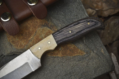 8.5" Hand-Forged Skinner Knife | AUS-8 Steel Blade | Hardwood Handle | Camping & Hunting