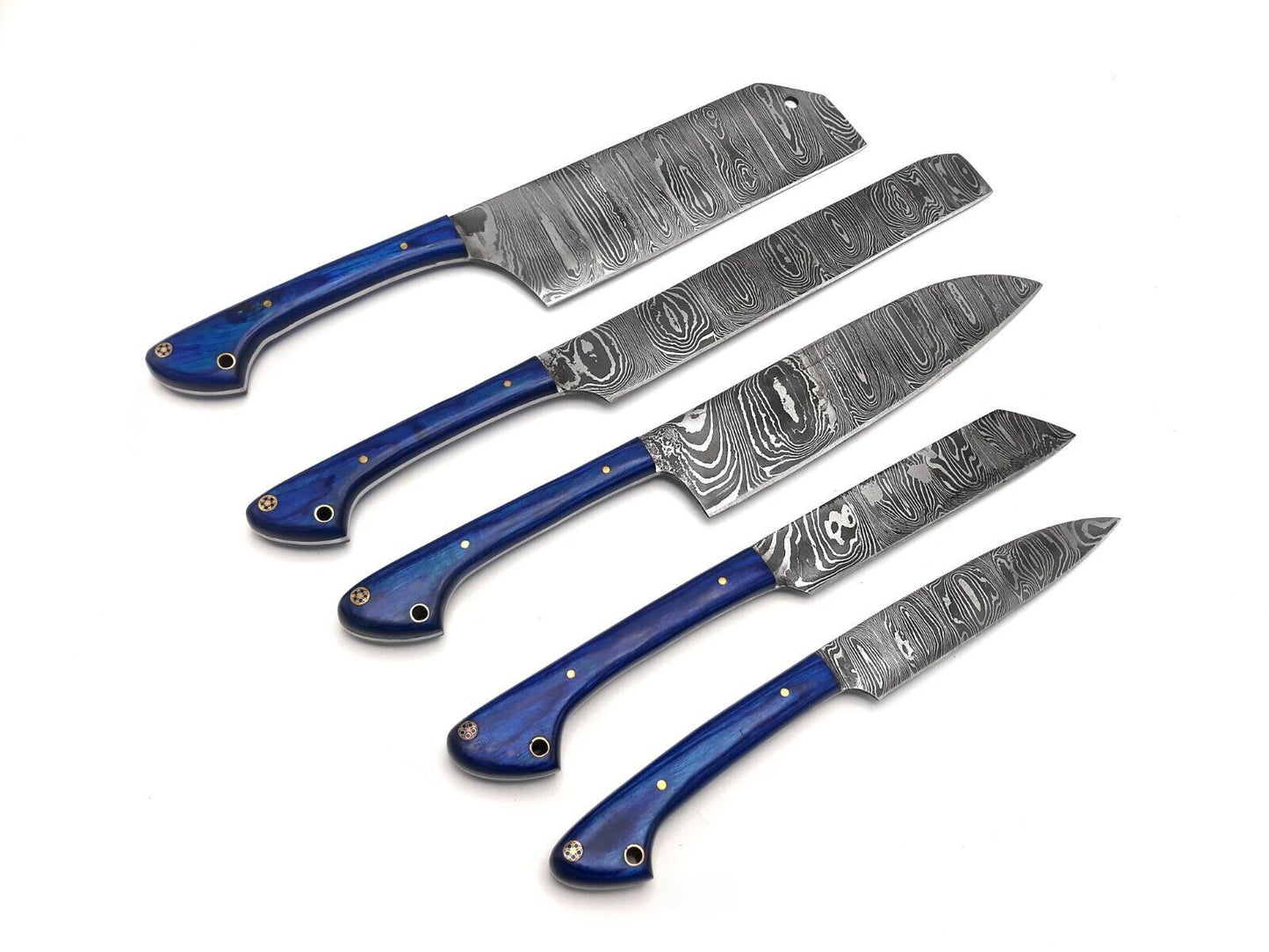 Custom Handmade Forged Damascus Steel Chef Knife Kitchen Knife Set with Sheath
