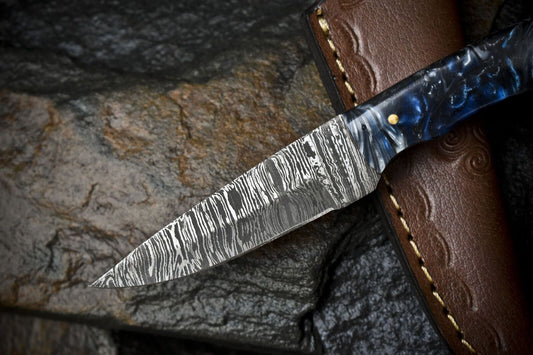 Rare Twist Damascus Skinner Knife with Micarta Handle – Custom Handmade Hunting Blade for Sportsmen