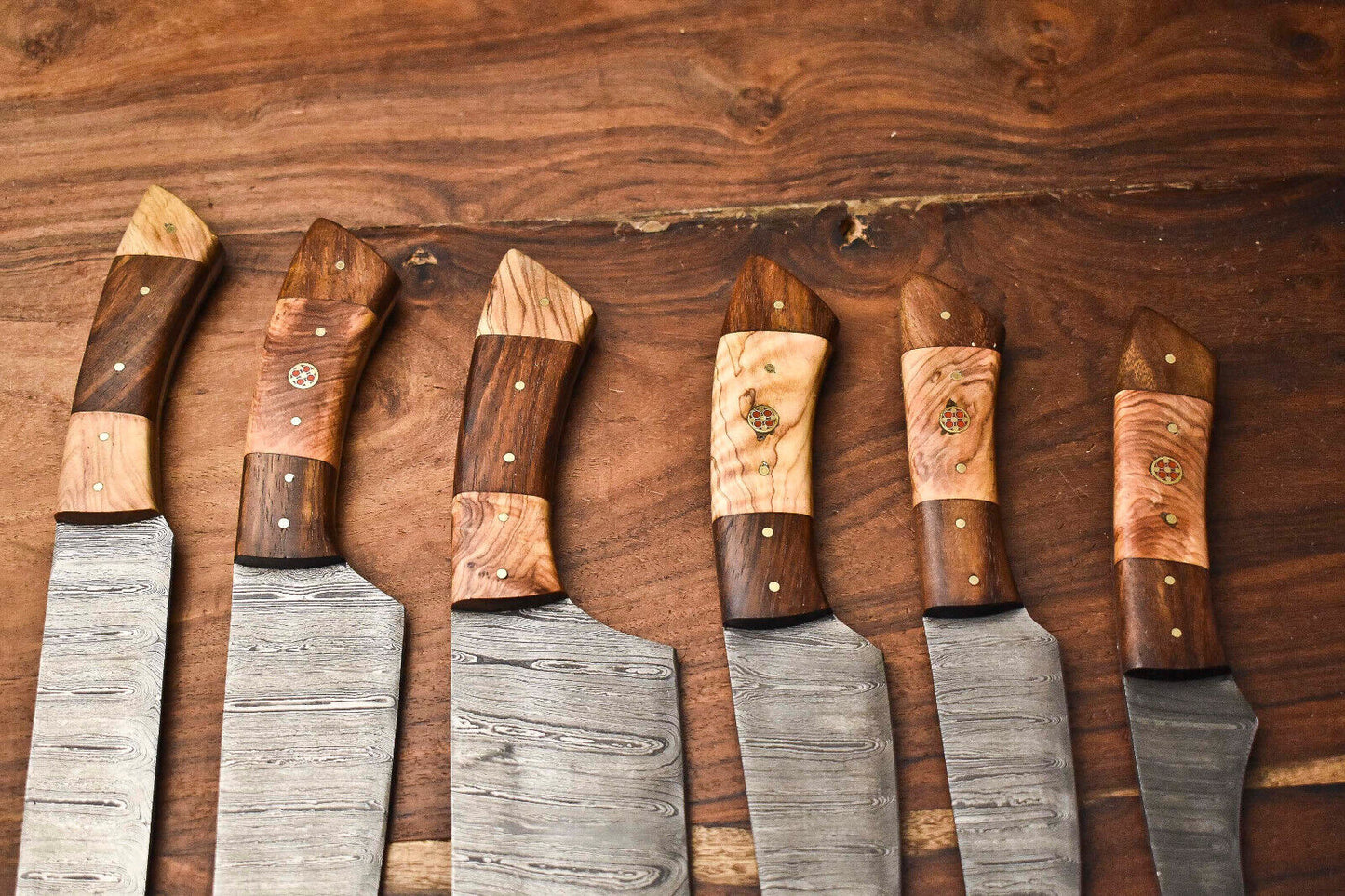 Exclusive 6-Piece Handmade Hammered Damascus Steel Chef Knife Set