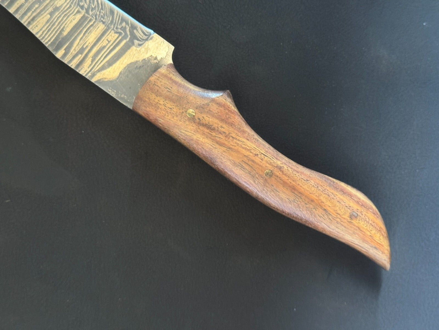 12" Hand Forged Damascus Kitchen Fillet Knife with Wood Handle & Leather Sheath