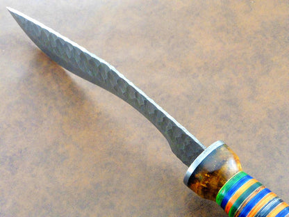 Handmade Damascus 13 Inch Kukri Hunting Bowie Knife Walnut Wood