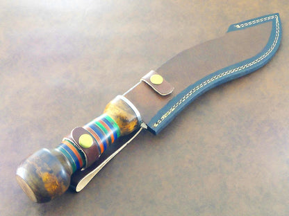 Handmade Damascus 13 Inch Kukri Hunting Bowie Knife Walnut Wood
