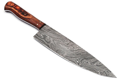 12.75" Damascus Steel Handmade Chef Kitchen Knife with Color Wood Handle