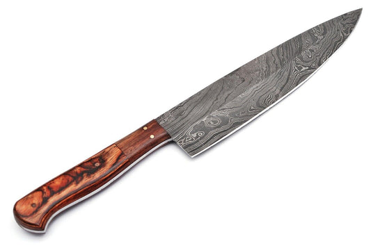 12.75" Damascus Steel Handmade Chef Kitchen Knife with Color Wood Handle