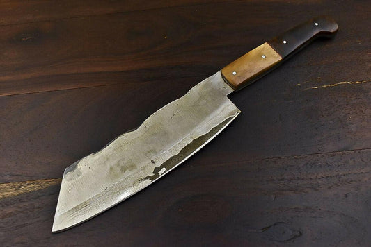 Rare Handmade Damascus Steel Chef Knife – Walnut Wood Handle, 12.3" Full Tang