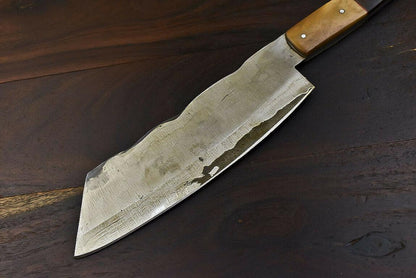 Rare Handmade Damascus Steel Chef Knife – Walnut Wood Handle, 12.3" Full Tang