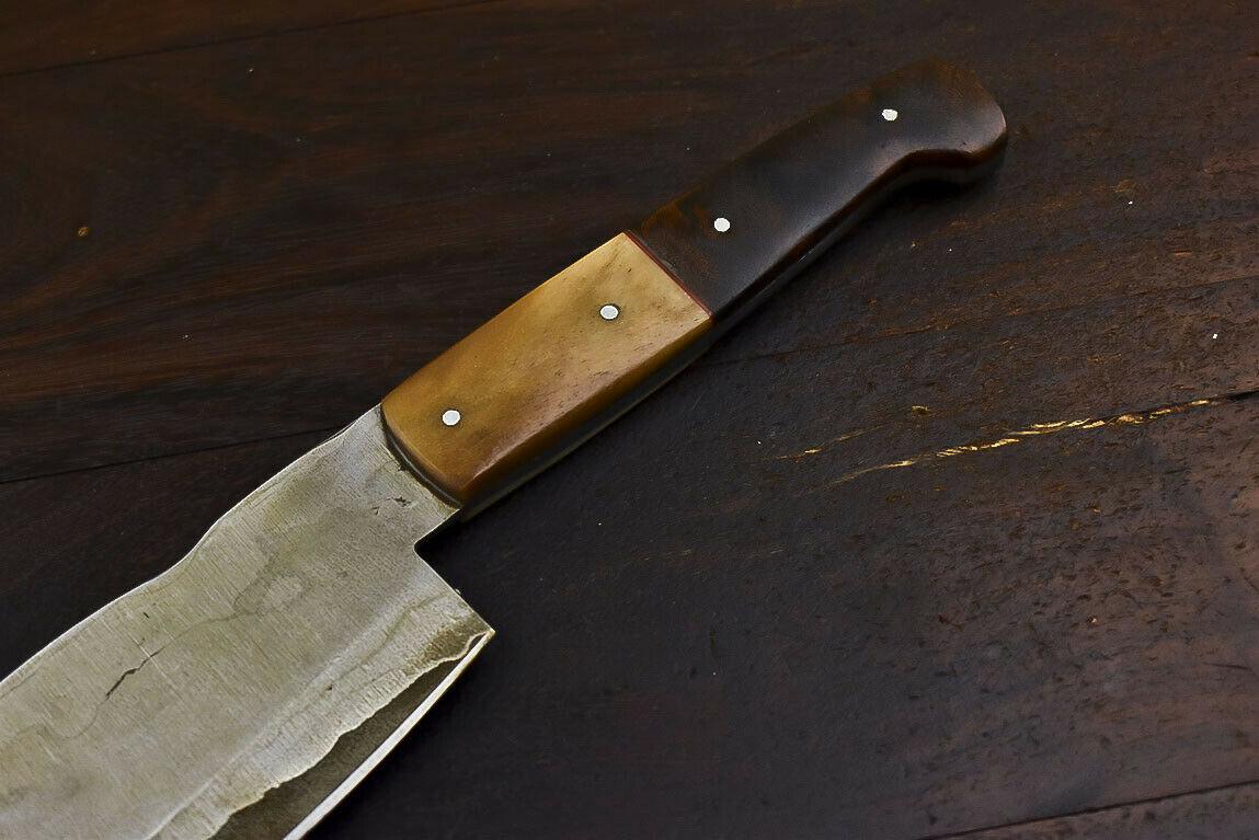 Rare Handmade Damascus Steel Chef Knife – Walnut Wood Handle, 12.3" Full Tang