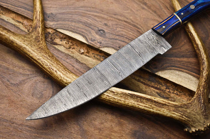 13" Custom Handmade Damascus Steel Kitchen Chef Knife | Full Tang & Razor Sharp