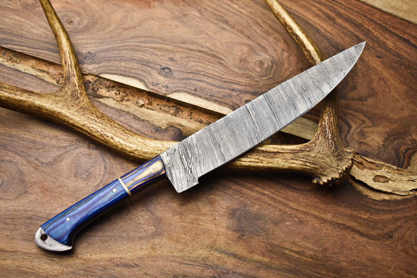 13" Custom Handmade Damascus Steel Kitchen Chef Knife | Full Tang & Razor Sharp