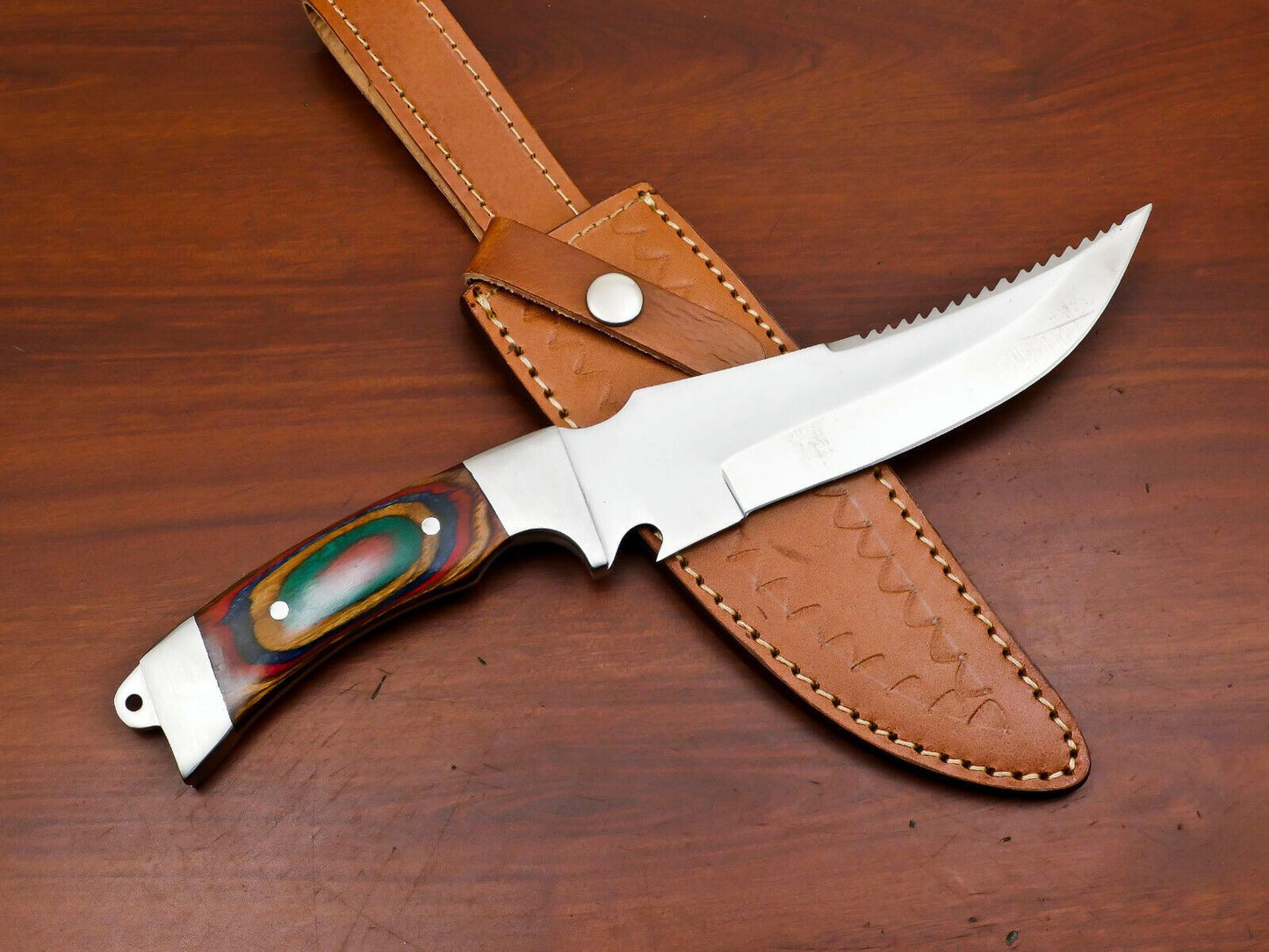 12-Inch Handmade D2 Steel Bowie Hunting Knife with Steel Guard – Full Tang