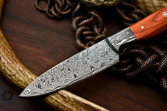 9.5" Handmade Damascus Steel Chef Kitchen Full Tang Knife | Hardwood Handle