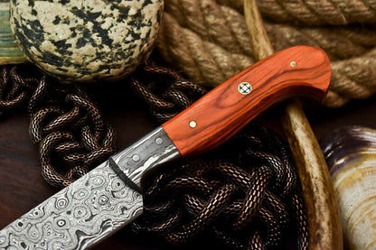 9.5" Handmade Damascus Steel Chef Kitchen Full Tang Knife | Hardwood Handle