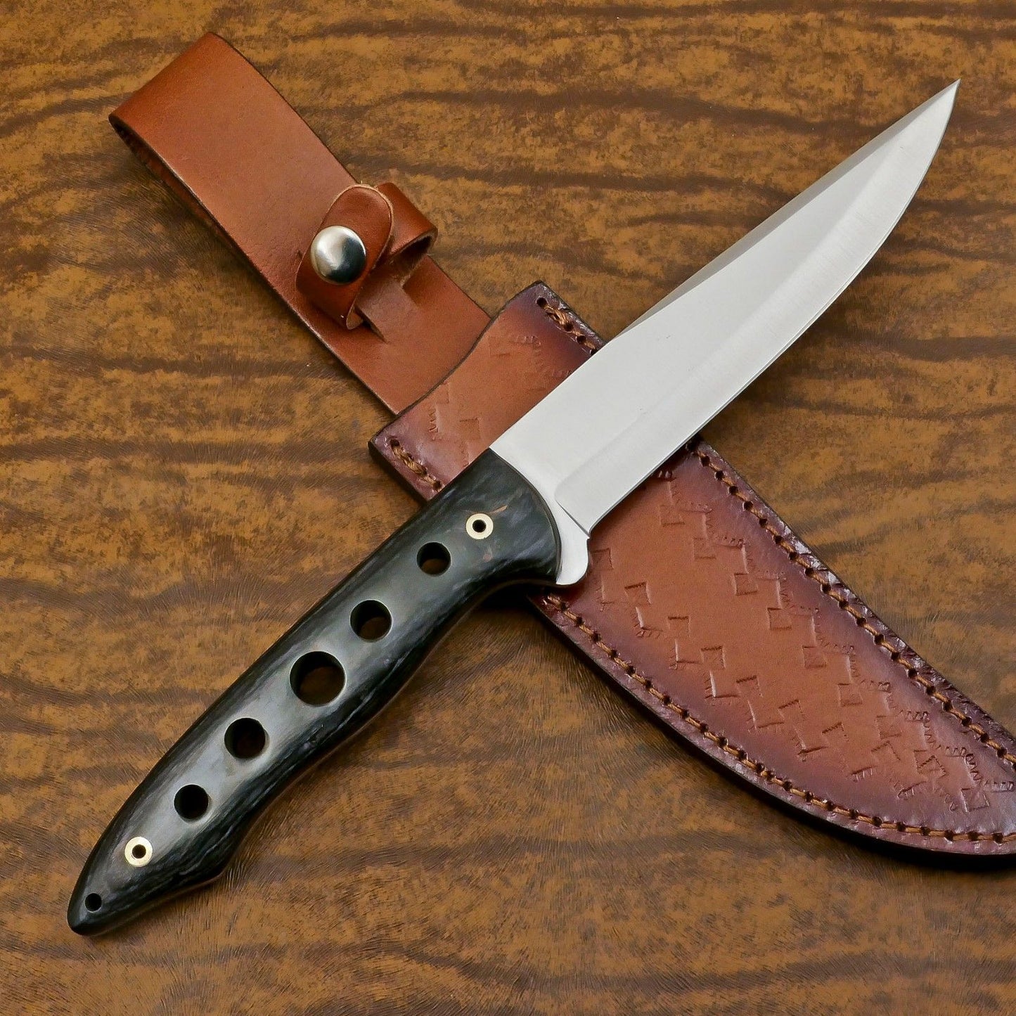 Handmade D2 Steel Full Tang Bowie Knife | 12" Hunting & Camping Blade