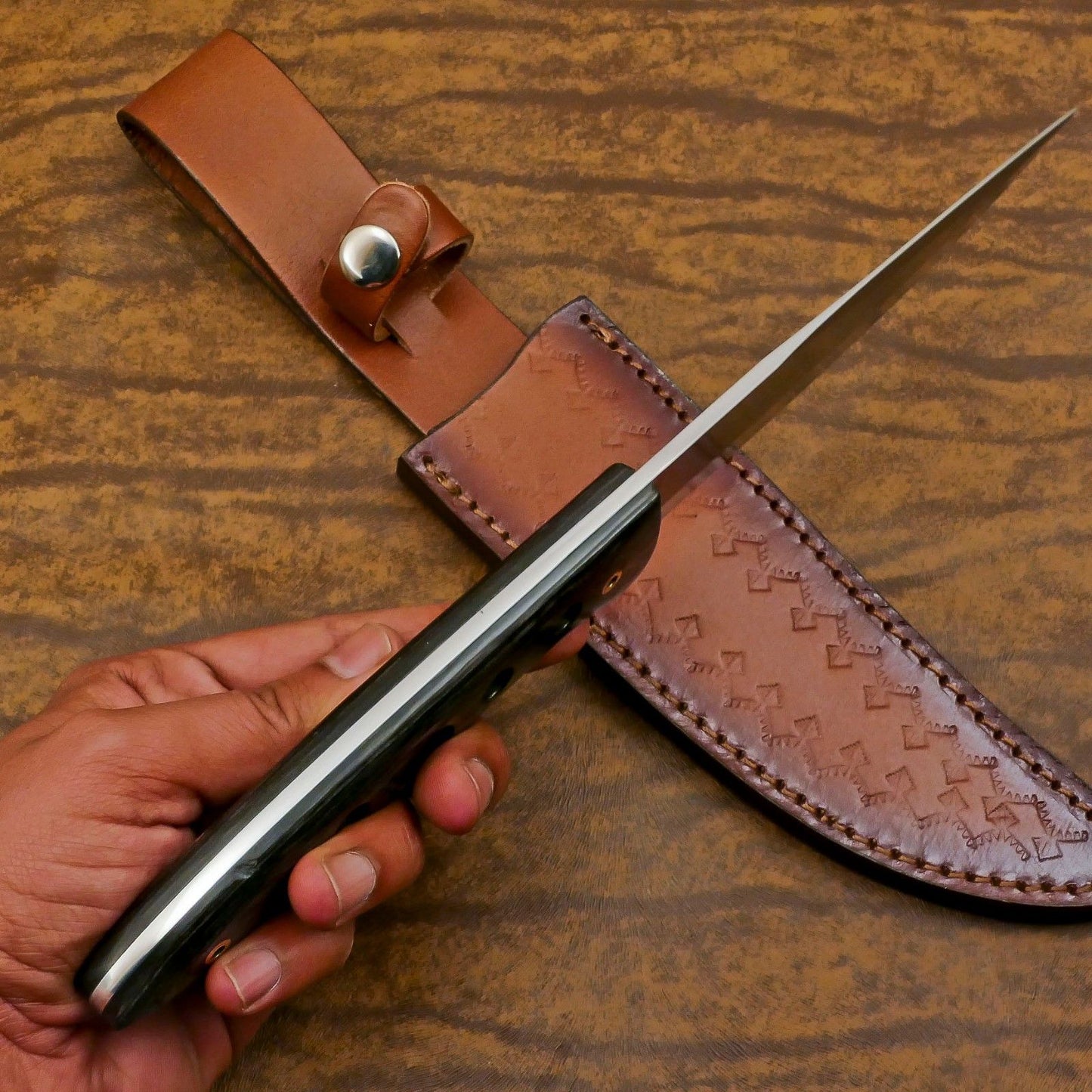 Handmade D2 Steel Full Tang Bowie Knife | 12" Hunting & Camping Blade