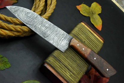 Custom 10.7" OAL Damascus Steel Chef Knife Handmade with Walnut Handle