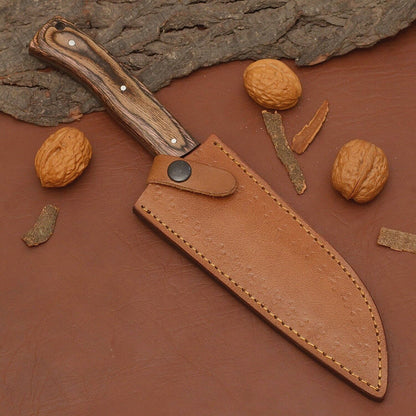 Custom Handmade Damascus Steel Chef Knife 7" Blade Wood Handle