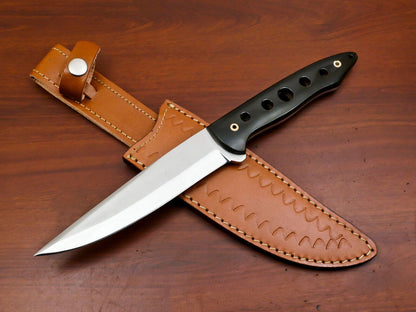 Handmade 12 Inch D2 Steel Full Tang Bowie Hunting Knife – Pakka Wood Handle Outdoor Blade