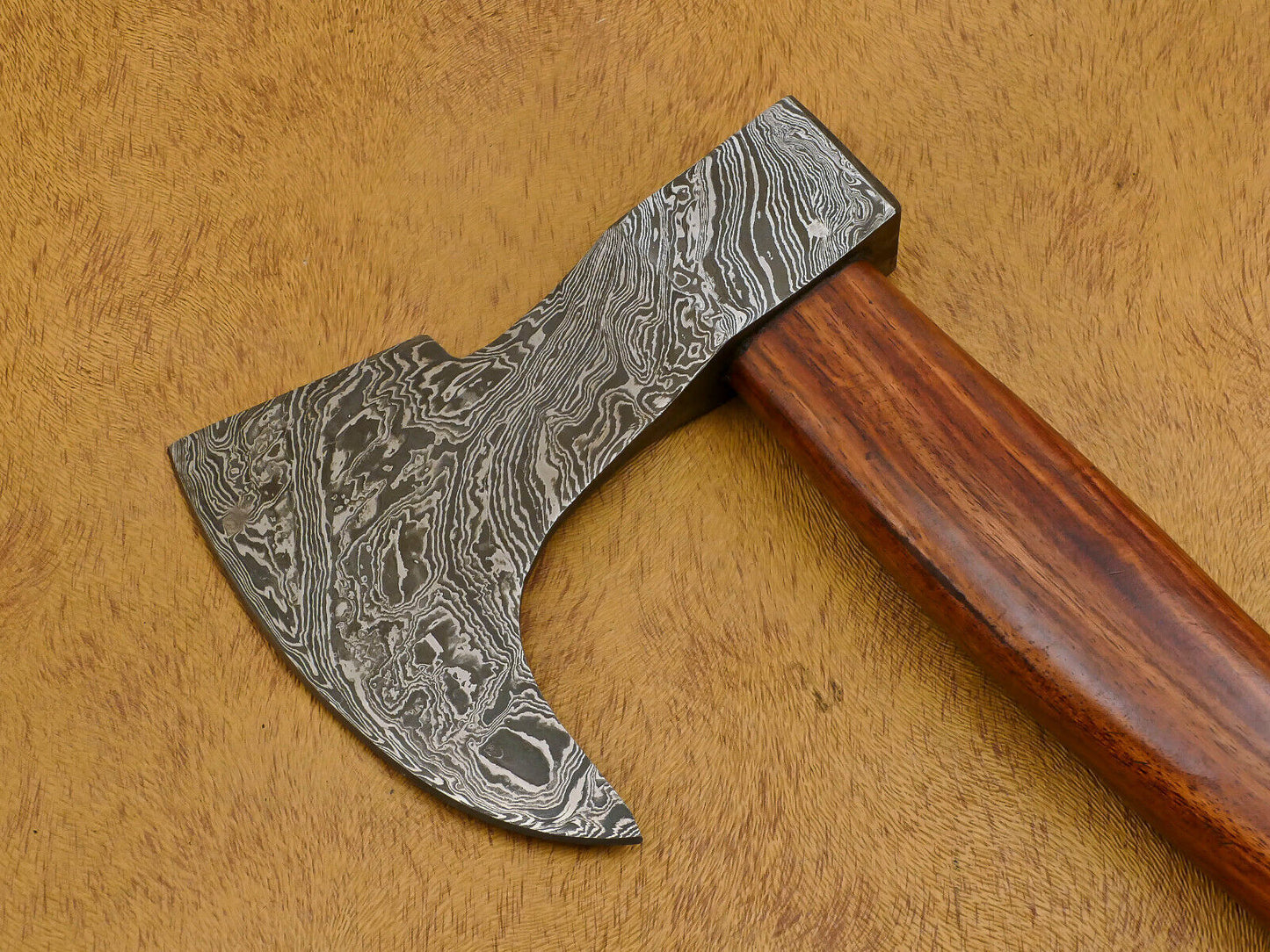 Handmade Forged Damascus Steel Tomahawk Hatchet Axe – 17 Inch Walnut Handle Custom Damascus Axe with Leather Sheath