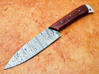 11" Professional Damascus Steel Chef Knife – Handmade Kitchen Knife with Natural Wood Handle