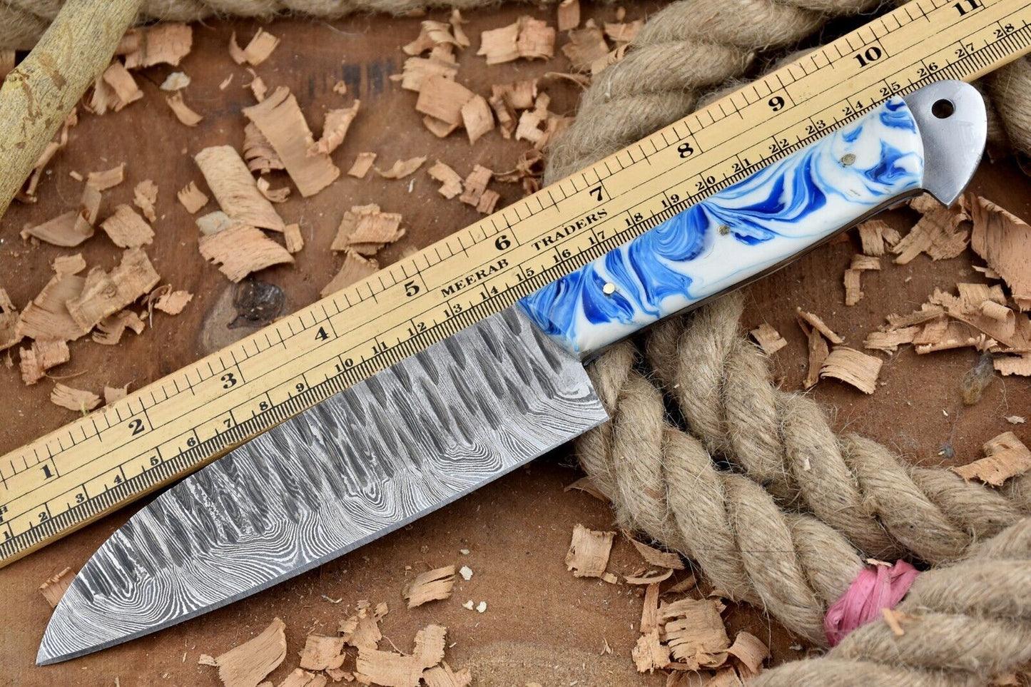 Custom Handmade Forged Damascus Steel Kitchen Chef Knife with Leather Sheath