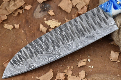 Custom Handmade Forged Damascus Steel Kitchen Chef Knife with Leather Sheath