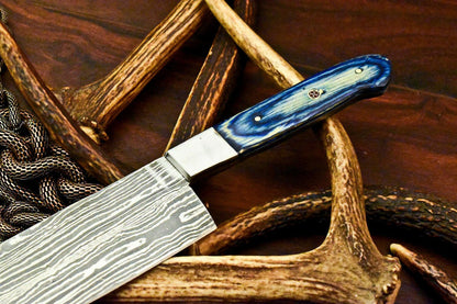 Handmade Damascus Steel Chef Kitchen Chopper Knife | Full Tang Hardwood Handle