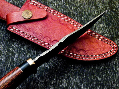 Heritage Forge 10 Inch Custom Damascus Steel Camping Hunting Knife with Hardwood Handle