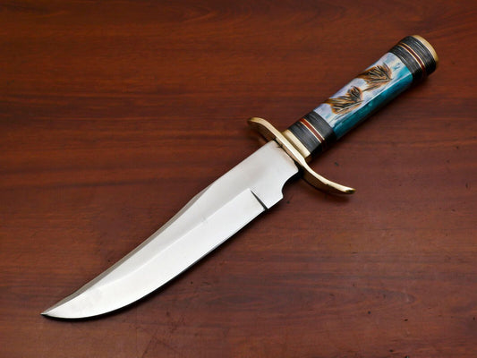 12" Custom Handmade D2 Clip Point Bowie Knife – Full Tang Fixed Blade Hunting & Outdoor Knife