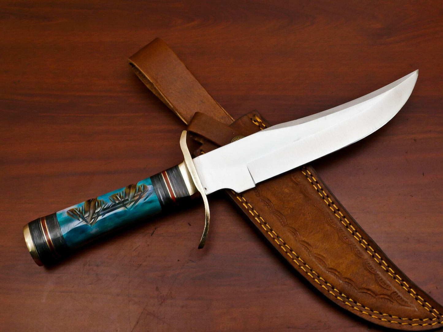 12" Custom Handmade D2 Clip Point Bowie Knife – Full Tang Fixed Blade Hunting & Outdoor Knife