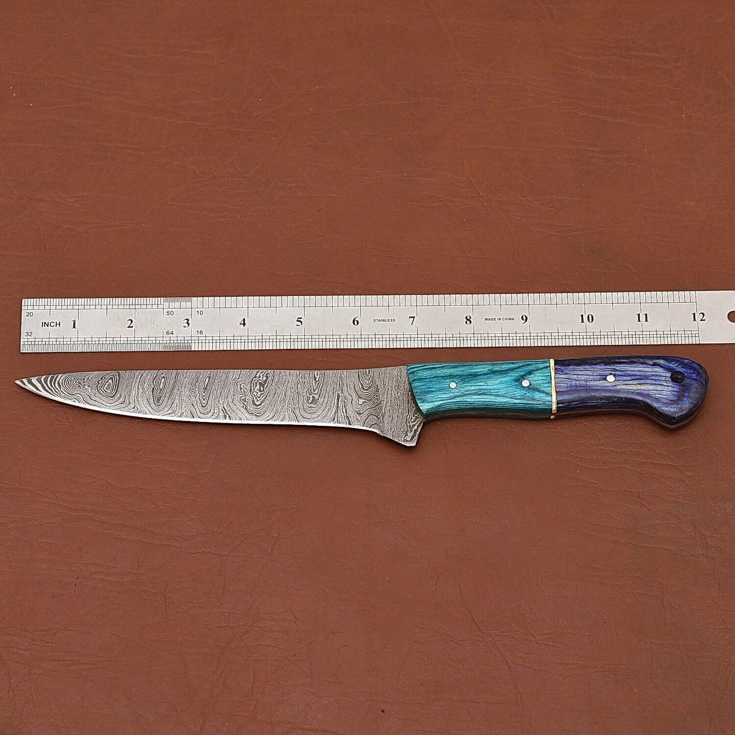 Handmade Damascus Steel Fillet Chef Knife with Ergonomic Pakka Wood Handle