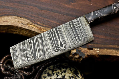 Hand Made Damascus Steel Chef Kitchen Chopper Knife | CORIAN Handle