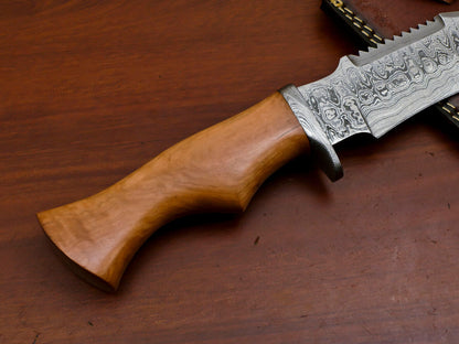 Heritage Forge 12.5" Damascus Steel Hunting Knife with Olive Wood Handle