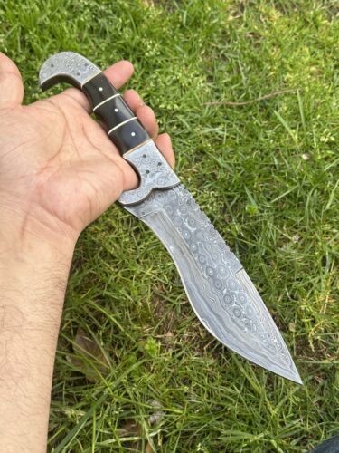 12" Handmade Damascus Steel Tracker Knife – Fixed Blade Hunting, Camping & Survival Tool