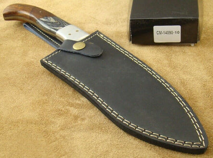 Heritage Forge 12 Inch Damascus Hunting Bowie Knife with Pakkawood and Rosewood Handle