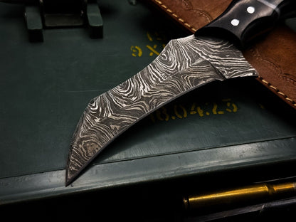 Handmade Damascus Karambit Knife 8" Damascus Steel Karambit with Horn Handle