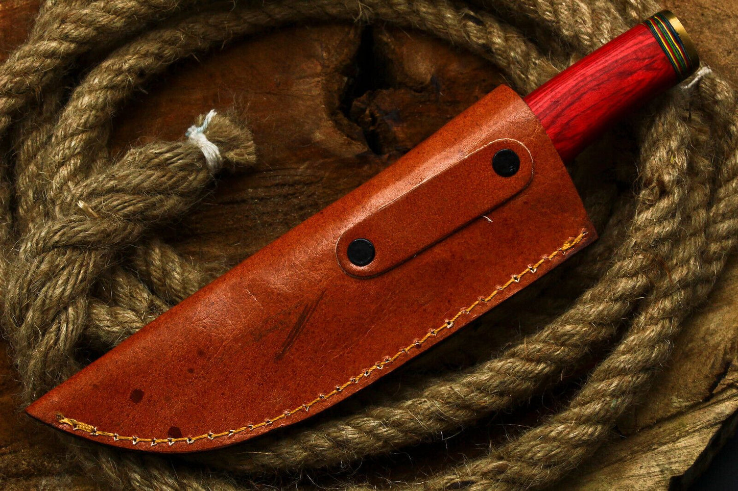 9" Handmade D2 Steel Skinner Knife | Hardwood Handle Full Tang Hunting EDC with Sheath