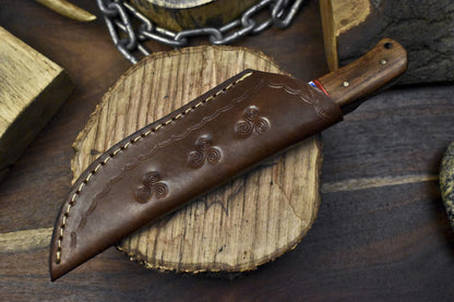 9" Twist Damascus Skinner Knife with Mixed Handle for Hunting and Camping