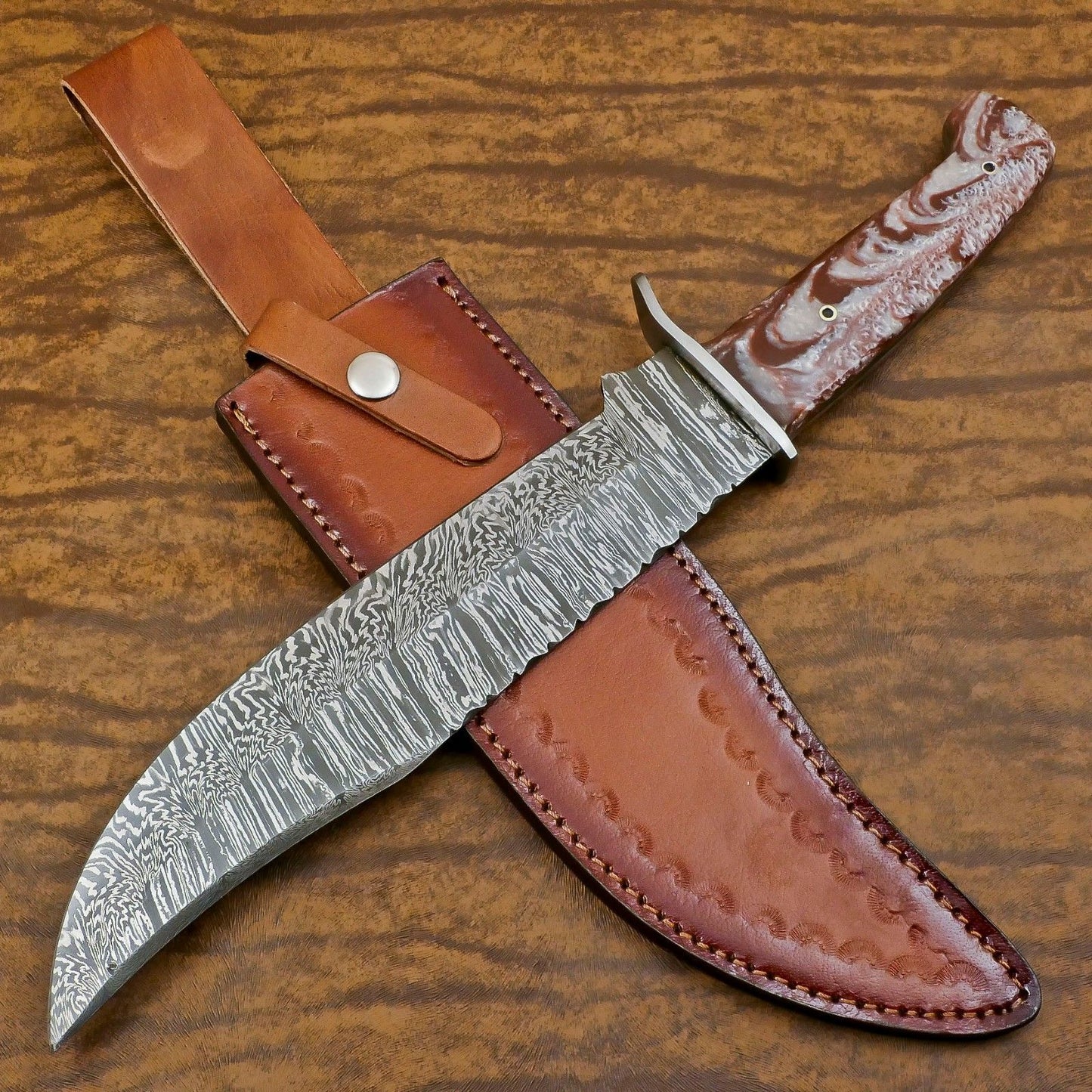 Heritage Forge Custom Forged Damascus Steel Bowie Knife with Resin Handle GB-614