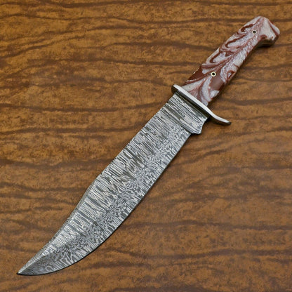 Heritage Forge Custom Forged Damascus Steel Bowie Knife with Resin Handle GB-614