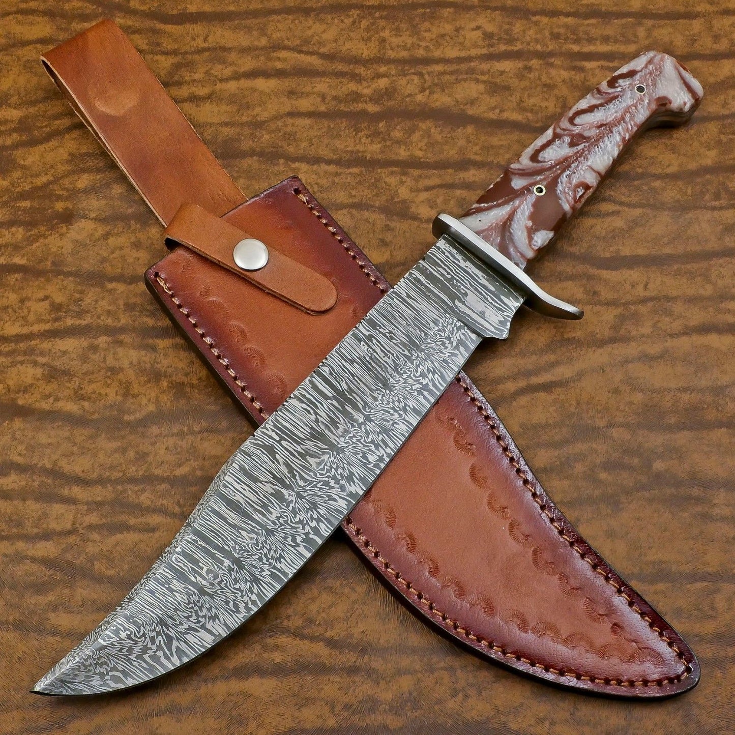Heritage Forge Custom Forged Damascus Steel Bowie Knife with Resin Handle GB-614