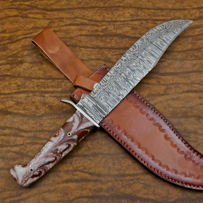 Heritage Forge Custom Forged Damascus Steel Bowie Knife with Resin Handle GB-614