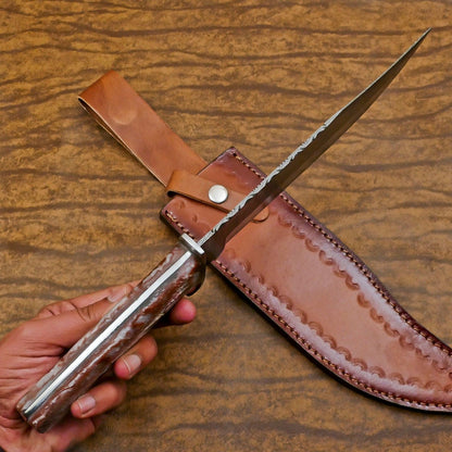 Heritage Forge Custom Forged Damascus Steel Bowie Knife with Resin Handle GB-614