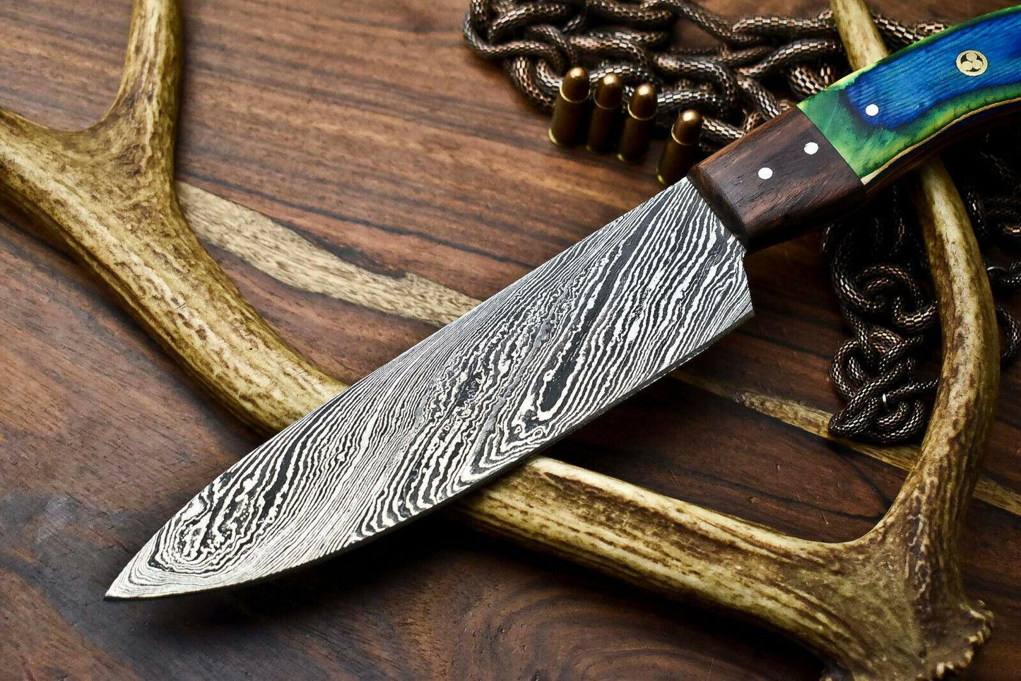 Premium Handmade Damascus Steel Chef Knife – Full Tang Kitchen Blade with Razor Sharp Edge