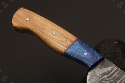 14" Handmade Damascus Fillet Knife Fire Damascus Steel Fillet Knife W/Sheath