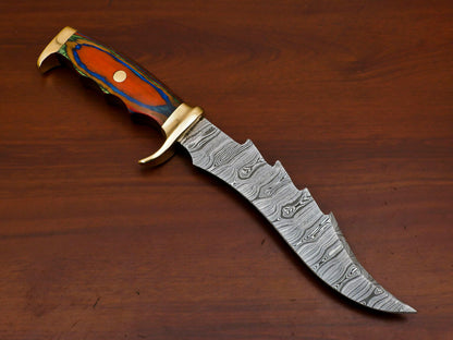 Heritage Forge 12 Inch D2 Steel Bowie Knife with Pakka Wood Handle and Brass Guard