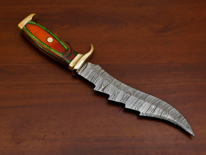 Heritage Forge 12 Inch D2 Steel Bowie Knife with Pakka Wood Handle and Brass Guard
