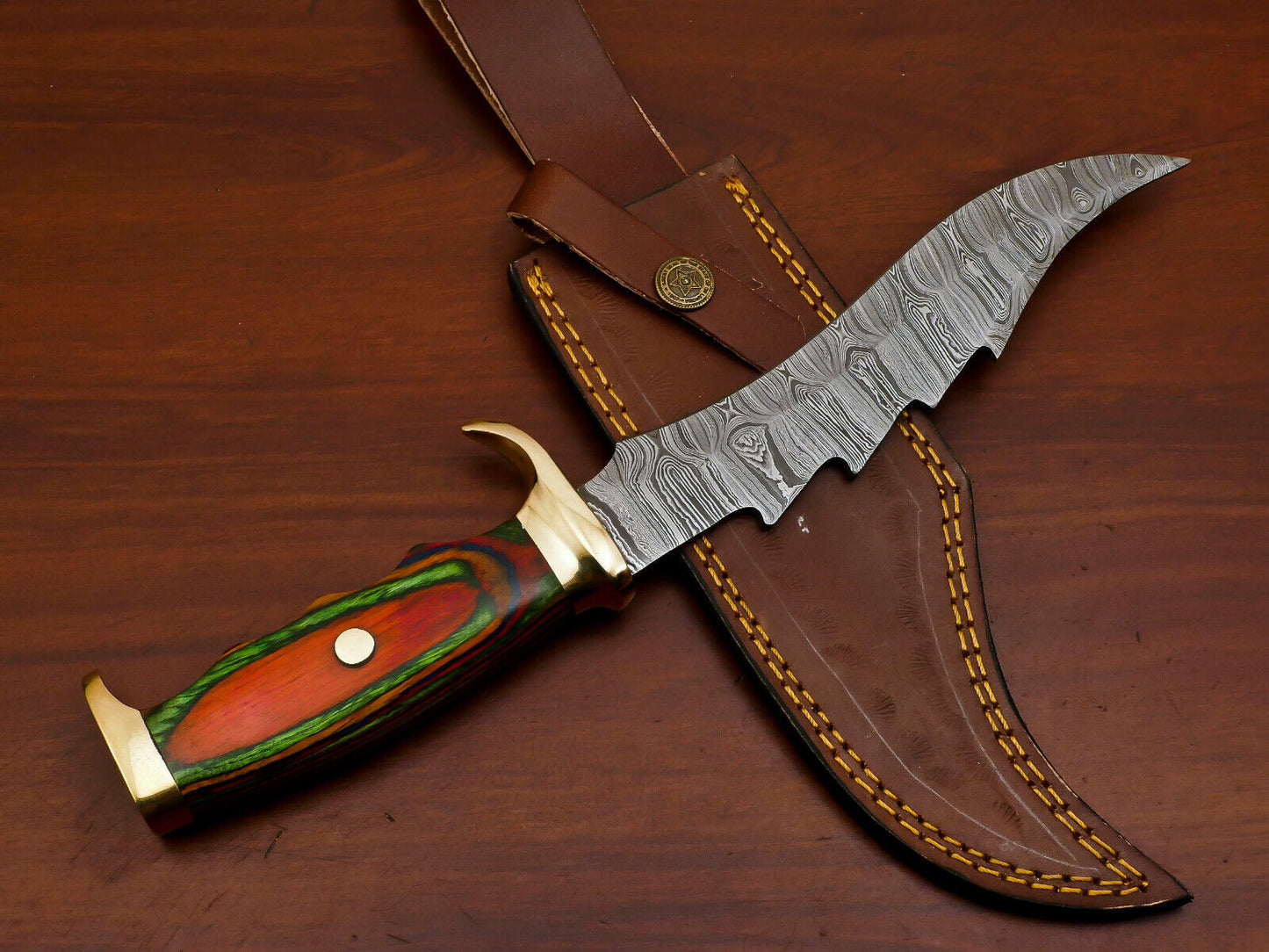 Heritage Forge 12 Inch D2 Steel Bowie Knife with Pakka Wood Handle and Brass Guard