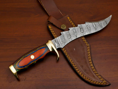 Heritage Forge 12 Inch D2 Steel Bowie Knife with Pakka Wood Handle and Brass Guard